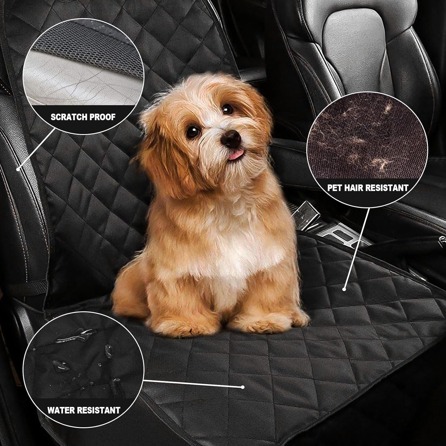 Heavy-Duty Waterproof Dog Seat Cover for Cars, Trucks, and SUVs - Durable 600D Fabric with Non-Slip Backing and Side Flaps, Scratch-Resistant Design