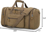 60L Canvas Duffle Bag for Travel - Coffee Overnight and Weekend Bag