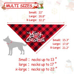 2-Pack Christmas Buffalo Plaid Dog Bandanas - Triangle Bibs and Kerchief Set for Small, Medium, and Large Dogs and Cats