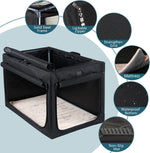 24-Inch Portable Soft Dog Crate - Lightweight, Sturdy, and Comfortable with Thick Mat for Home and Travel, Black