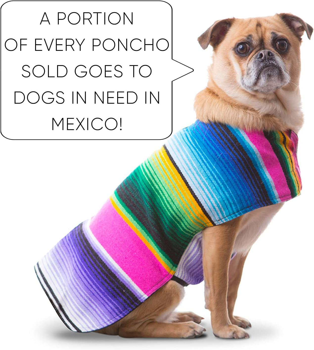 Handmade Dog Poncho - Authentic Mexican Blanket Cinco De Mayo Costume for Chihuahua (Pink, XXS)