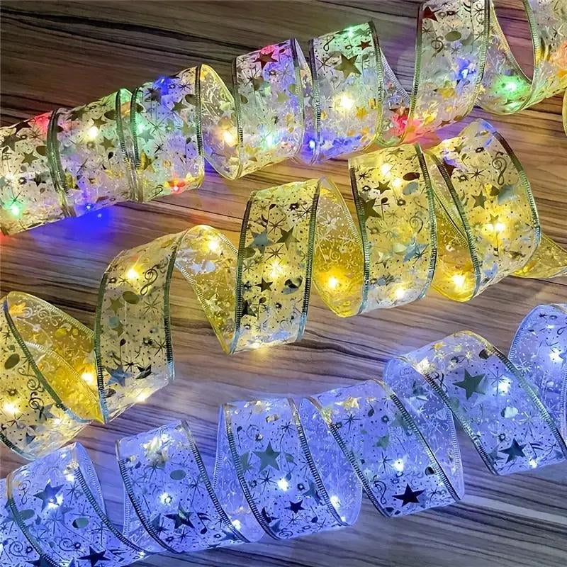 LED Light String, 1 Count Battery Powered Ribbon LED String Light, Decorative Light for Christmas Tree, Party, Wedding, Home Decor