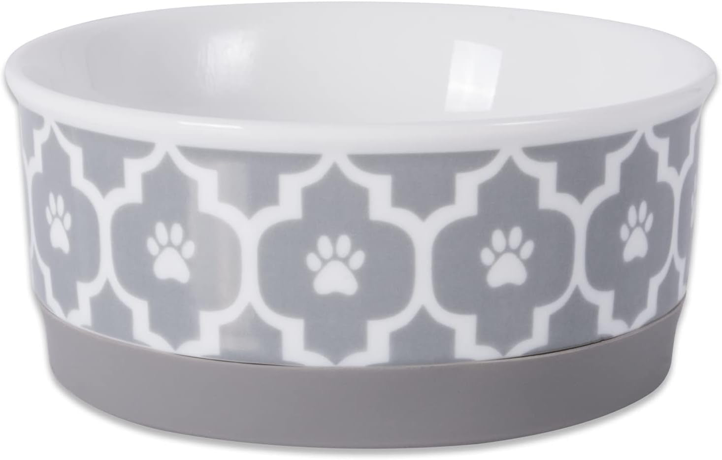 Lattice Pet Bowl Set, Non-Slip Silicone Ring for Secure Feeding, Microwave & Dishwasher Safe, Small Size 4.25" x 2", Gray, Pack of 2