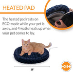 Thermo-Kitty Fashion Splash Indoor Heated Cat Bed - Removable Waterproof Heater for Dogs and Cats, Small 18-Inch Round, Blue