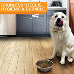 Large Deluxe Stainless Steel Replacement Bowl for Dogs and Cats - 9 Cup Metal Food and Water Dish