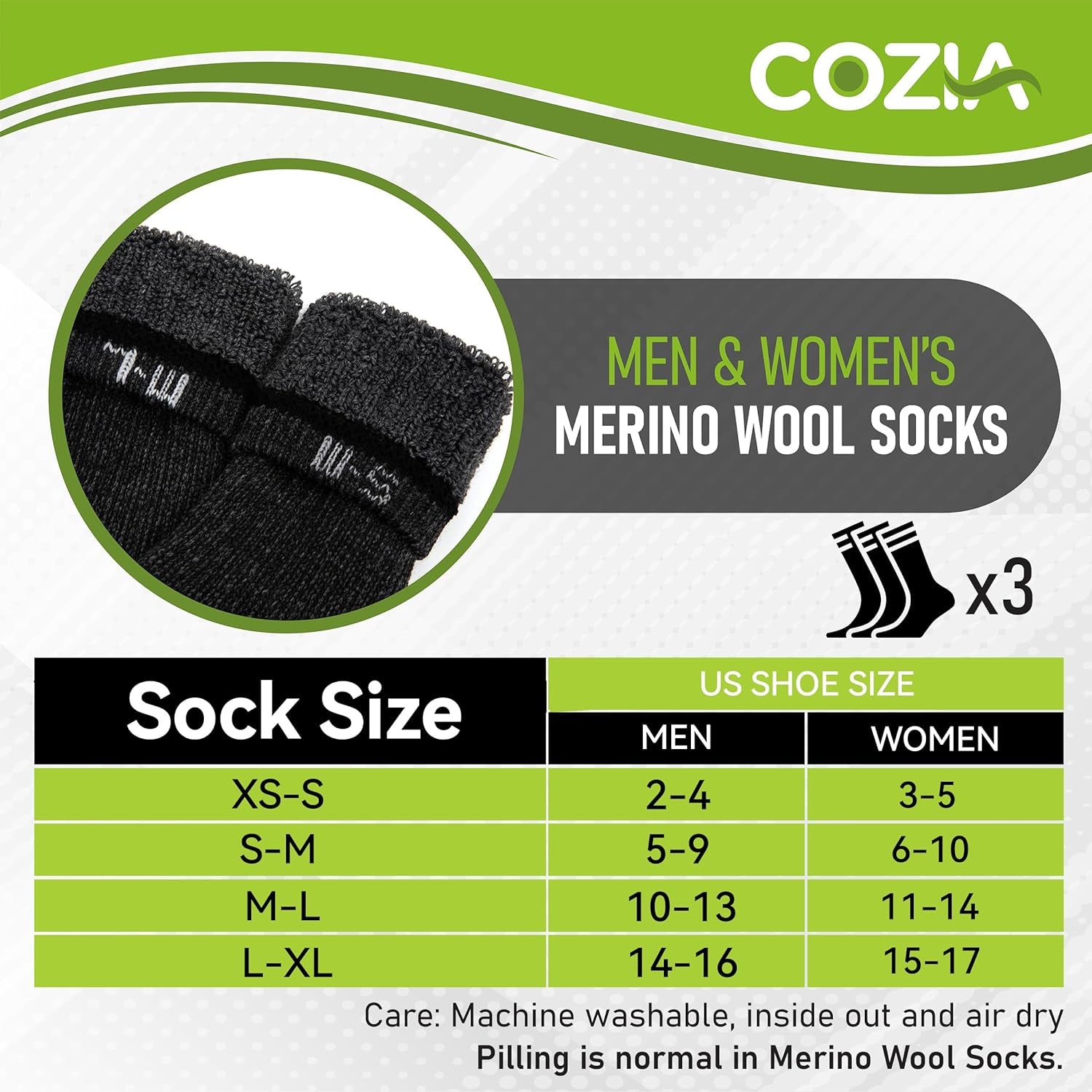 Merino Wool Casual Winter Socks - Cozy Boot Socks for Men and Women