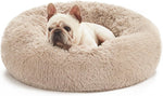 20-Inch Indoor Cat Bed - Machine Washable, Waterproof Base - Taupe Fluffy Calming Cushion for Joint Relief and Enhanced Sleep