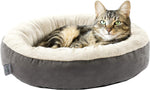 Round Donut Pet Cushion Bed - 20 Inch Cat and Small Dog Bed with Anti-Slip, Water-Resistant Bottom, Super Soft Durable Fabric, Washable Luxury Design in Brown