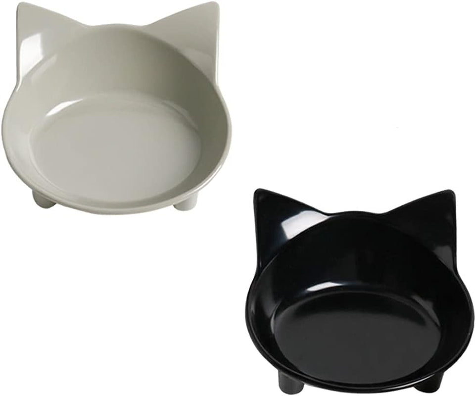 Non-Slip Cat Food and Water Bowls - Shallow Design to Alleviate Whisker Fatigue for Cats, Dogs, and Rabbits