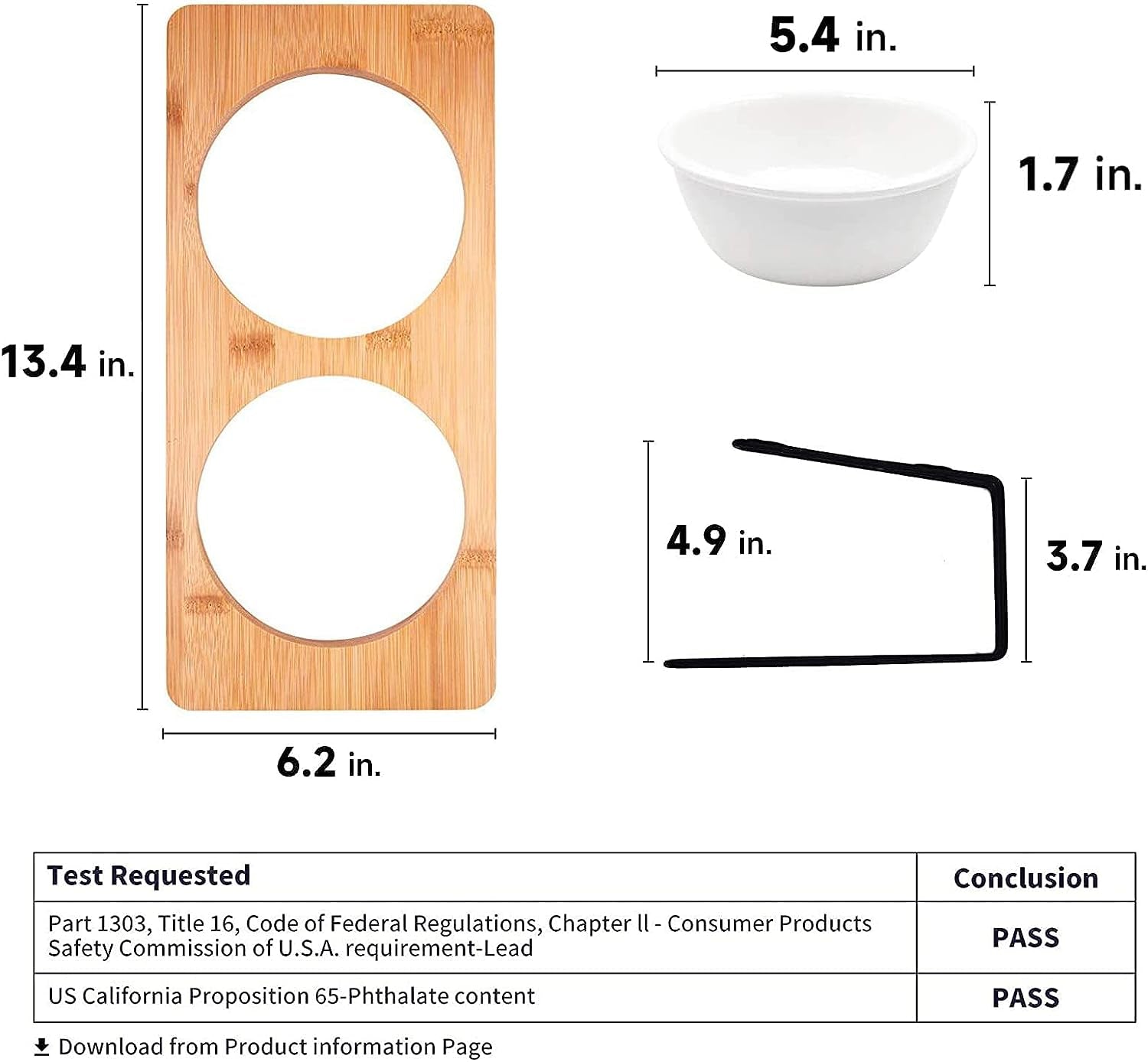 Elevated Ceramic Bowls for Cats and Small Dogs with 15° Tilted Design, Complete Set with Solid Bamboo Water Stand Feeder