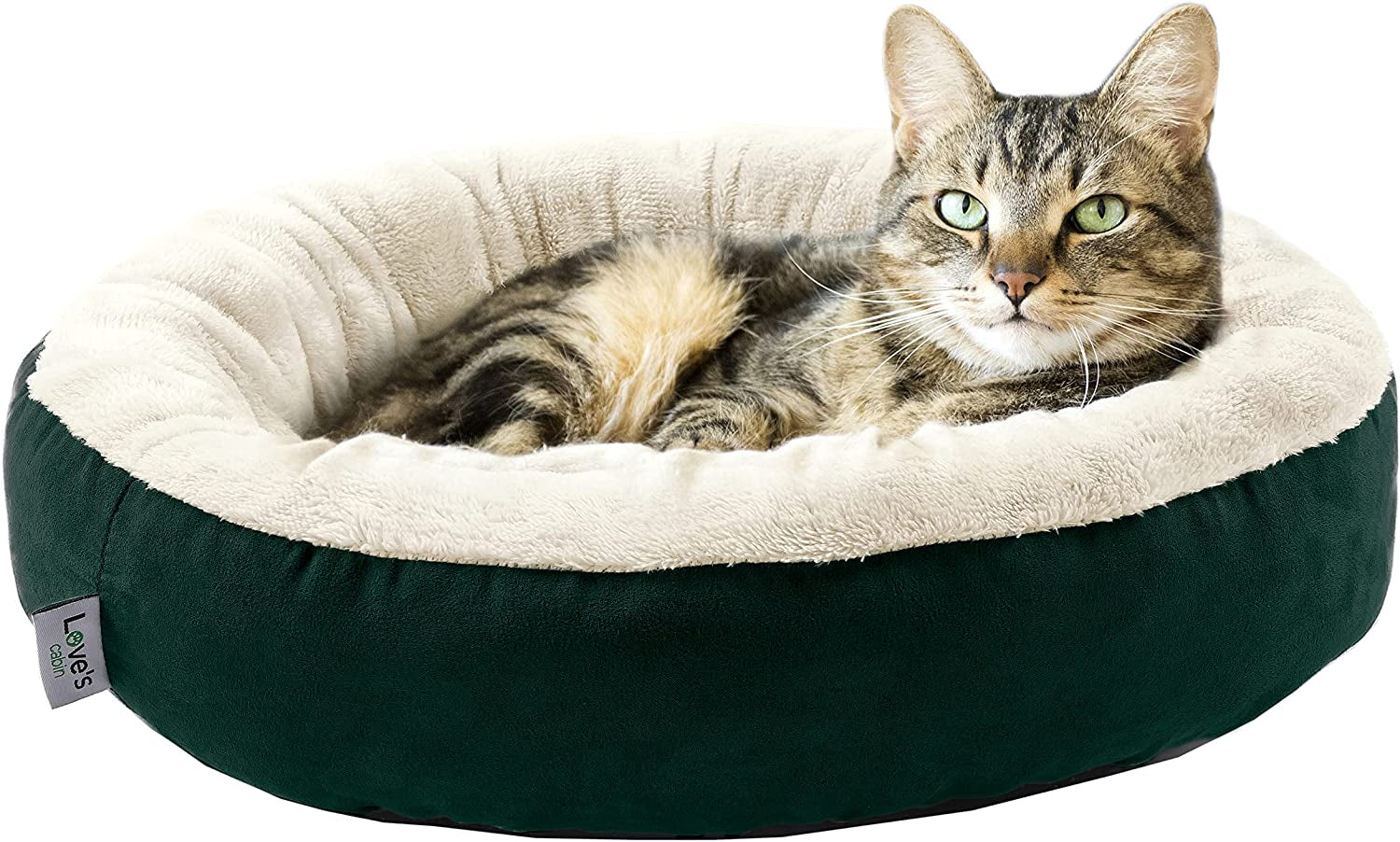 Round Donut Pet Cushion Bed - 20 Inch Cat and Small Dog Bed with Anti-Slip, Water-Resistant Bottom, Super Soft Durable Fabric, Washable Luxury Design in Brown