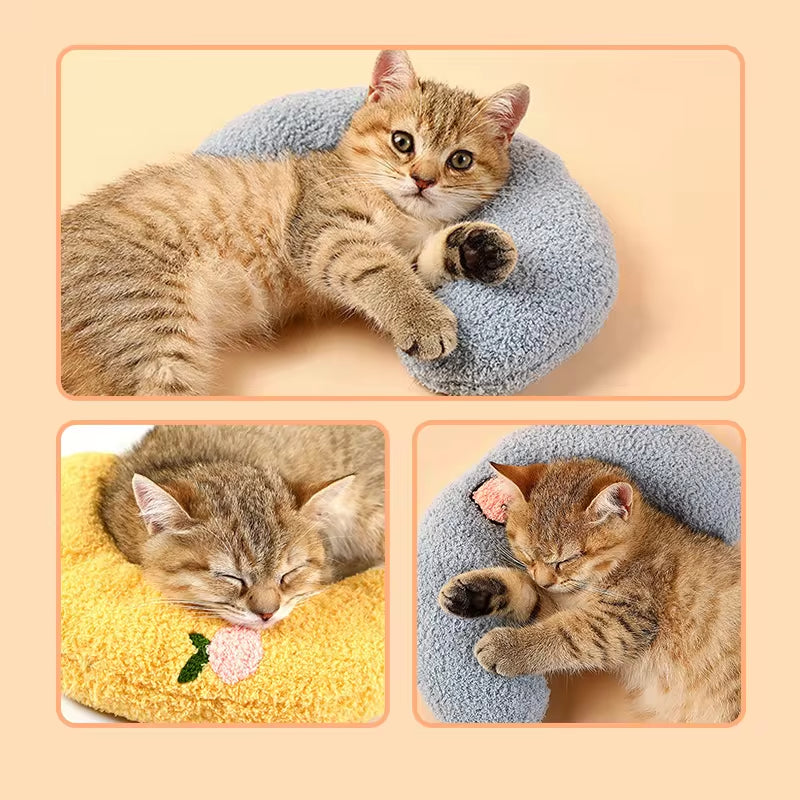 Little Pillow for Cats Fashion Neck Protector Deep Sleep Puppy U-Shaped Pillow Cat Pillow Kitten Headrest Dog Sleeping Pillow