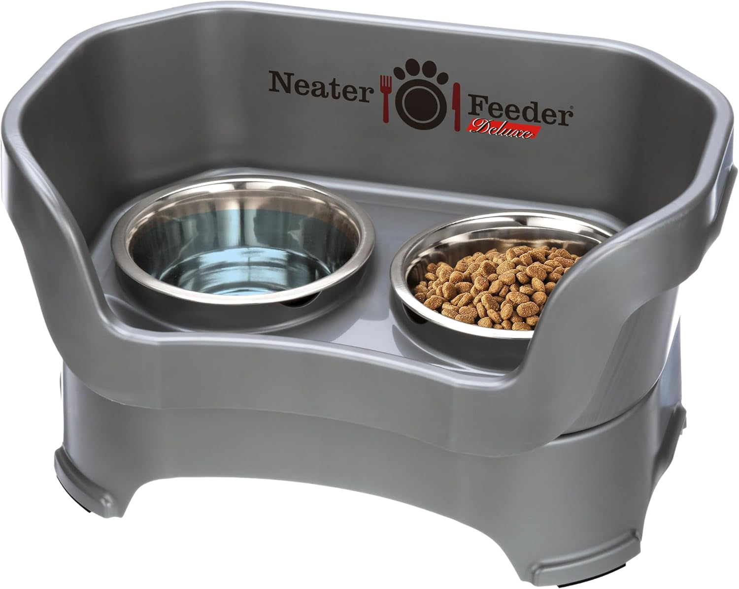 Neater Feeder Deluxe Medium Elevated Dog Feeder with Stainless Steel Bowls - 3.5 Cup Food and 5 Cup Water Capacity, Spill-Proof and Non-Slip Design, Made in USA