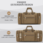 60L Canvas Duffle Bag for Travel - Coffee Overnight and Weekend Bag