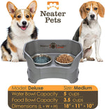 Neater Feeder Deluxe Medium Elevated Dog Feeder with Stainless Steel Bowls - 3.5 Cup Food and 5 Cup Water Capacity, Spill-Proof and Non-Slip Design, Made in USA