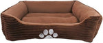 HCT REC-005 Reversible Rectangle Pet Bed with Dog Paw Print Design, Coffee, by , 25 x 21 Inches