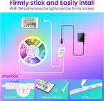 50 FT Bluetooth LED Strip Lights for Bedroom - Color Changing Light Strip with Music Sync, Smartphone App, IR Remote, and Microphone Control