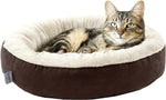 Round Donut Pet Cushion Bed - 20 Inch Cat and Small Dog Bed with Anti-Slip, Water-Resistant Bottom, Super Soft Durable Fabric, Washable Luxury Design in Brown