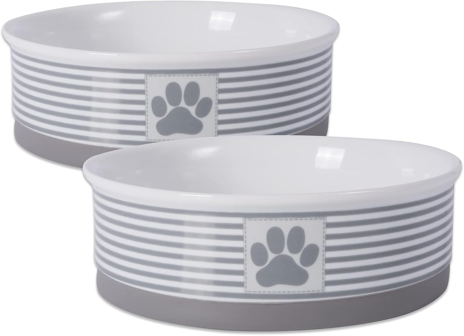 Lattice Pet Bowl Set, Non-Slip Silicone Ring for Secure Feeding, Microwave & Dishwasher Safe, Small Size 4.25" x 2", Gray, Pack of 2