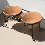 Elevated Pet Feeding Station with Large Ceramic Bowls for Medium to Large Dogs (Almond)