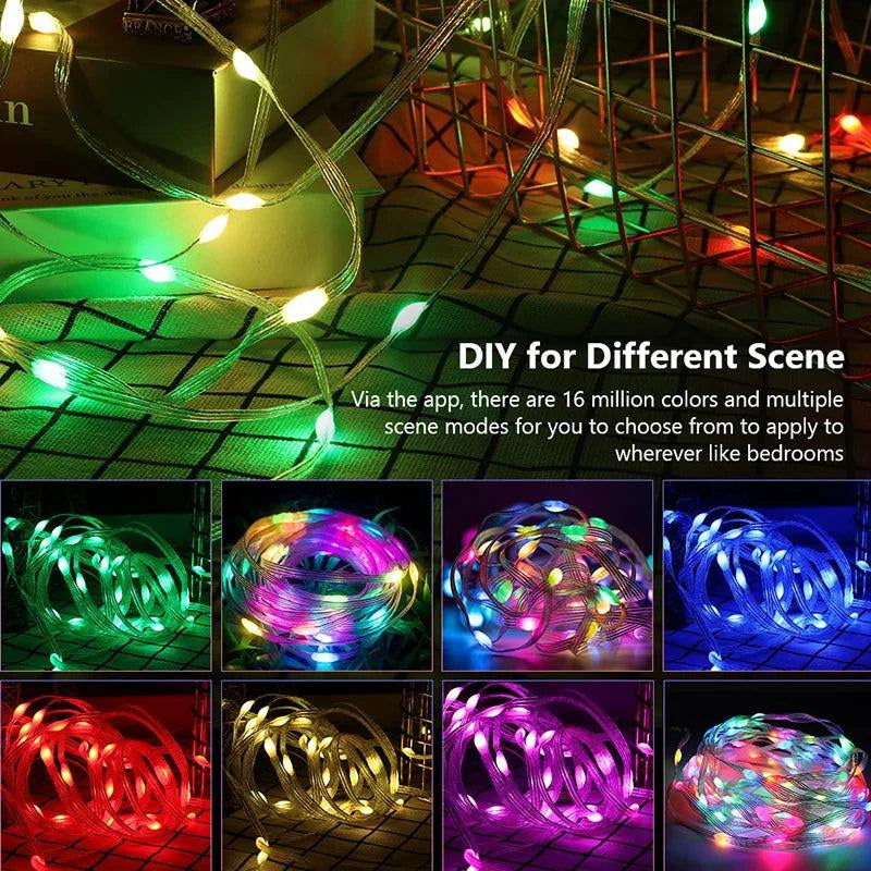 Dreamcolor RGB LED Strip Bluetooth Smart String Fairy Lights for Party Curtain Room - Waterproof