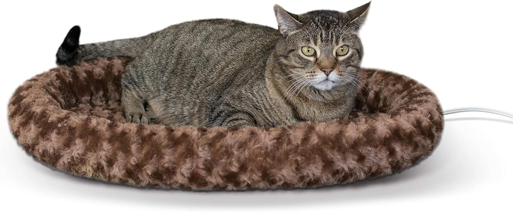 Thermo-Kitty Fashion Splash Indoor Heated Cat Bed - Removable Waterproof Heater for Dogs and Cats, Small 18-Inch Round, Blue