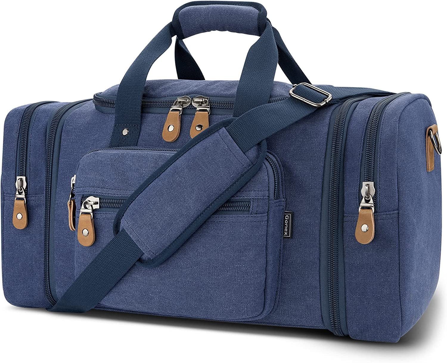 60L Canvas Duffle Bag for Travel - Coffee Overnight and Weekend Bag