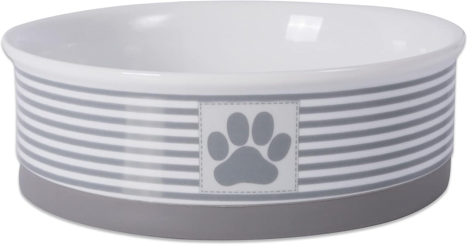 Lattice Pet Bowl Set, Non-Slip Silicone Ring for Secure Feeding, Microwave & Dishwasher Safe, Small Size 4.25" x 2", Gray, Pack of 2