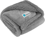 Waterproof XL Dog Blanket - Reversible Sherpa Fleece Protector for Crate, Kennel, and Furniture - Soft Leakproof Cover in Light Grey (90x90)