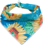 Sunflower Print Dog Bandana - Washable Adjustable Square Scarf for Small, Medium, and Large Dogs