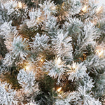 4.5Ft Pre-Lit Snow Flocked Artificial Christmas Tree with 150 Incandescent Warm White Lights and 340 Branch Tips, Includes Foldable Stand, Green & White