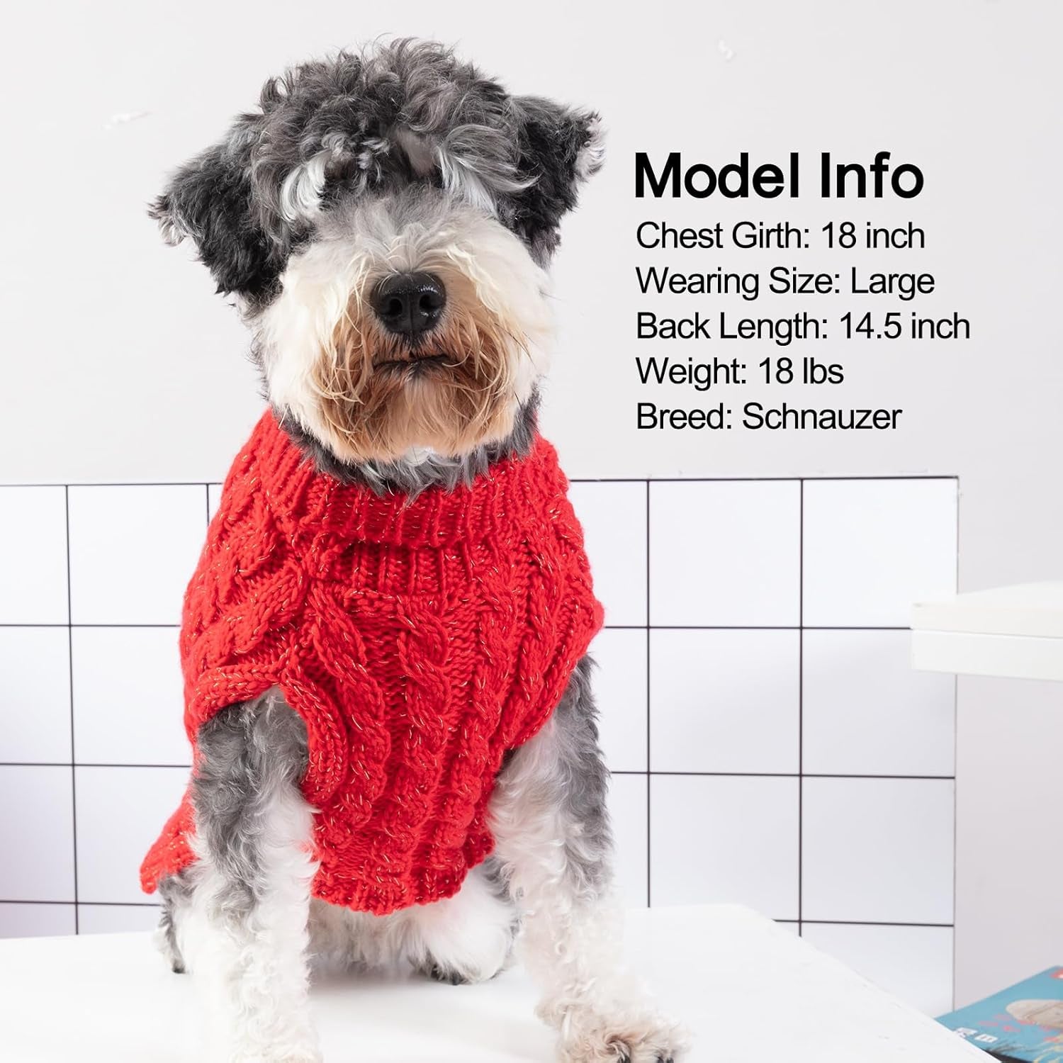 Winter Dog Sweater with Golden Thread Turtleneck - Red Cat Sweater