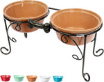 Elevated Pet Feeding Station with Large Ceramic Bowls for Medium to Large Dogs (Almond)