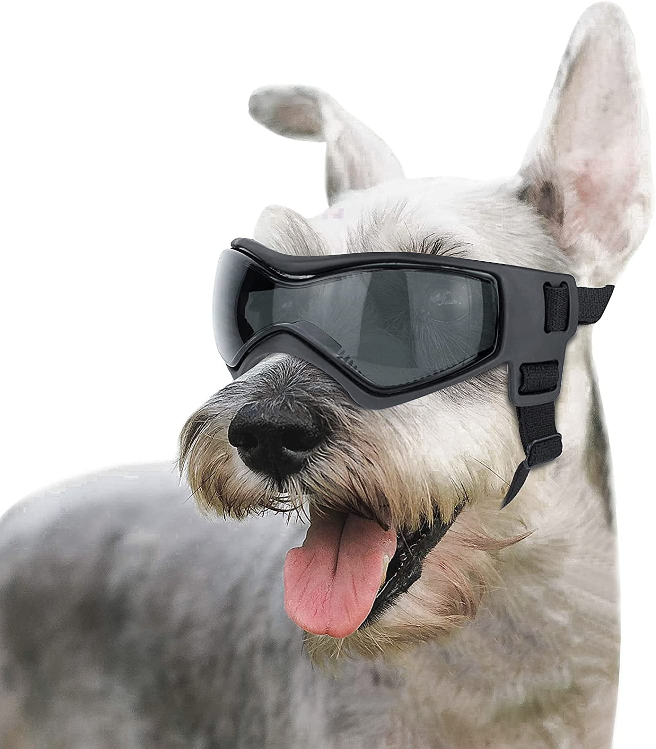 Dog Goggles for Small to Medium Breeds - UV Protection, Anti-Fog, Windproof, and Snowproof Sunglasses with Soft Frame in Black