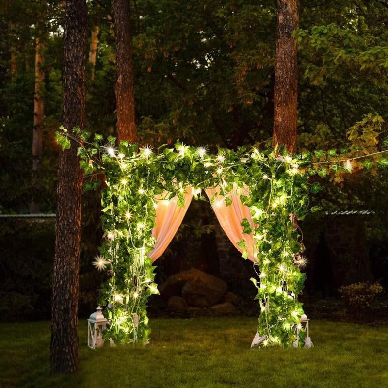 2M LED Rattan String Light, 2 Counts/Set Plant Shaped String Light, Decorative Light for Home Garden Party Wedding