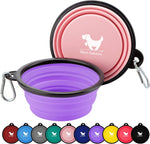 Collapsible Travel Dog Bowls - 2-Pack Portable Feeding and Watering Dishes for Pets, Includes 2 Carabiners, BPA Free