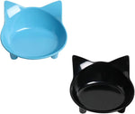 Non-Slip Cat Food and Water Bowls - Shallow Design to Alleviate Whisker Fatigue for Cats, Dogs, and Rabbits