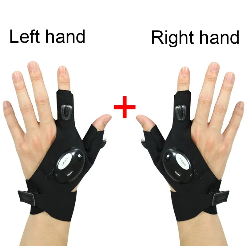 LuxeGrip LED Adventure Gloves - Waterproof, Fingerless Design with Precision Lighting (1 Pair )