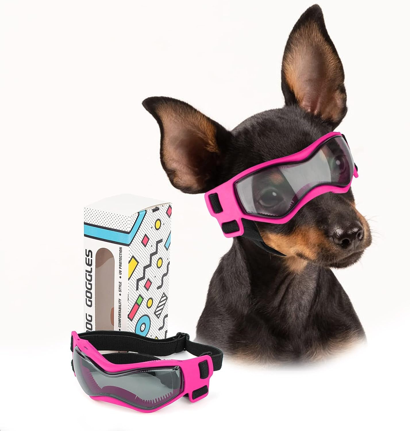 UV Protection Dog Goggles for Small to Medium Breeds - Outdoor Riding and Driving Sunglasses in Black