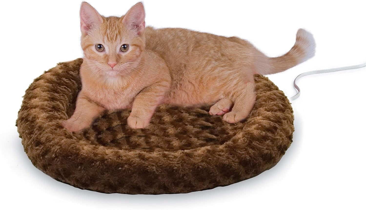 Thermo-Kitty Fashion Splash Indoor Heated Cat Bed - Removable Waterproof Heater for Dogs and Cats, Small 18-Inch Round, Blue