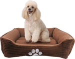 HCT REC-005 Reversible Rectangle Pet Bed with Dog Paw Print Design, Coffee, by , 25 x 21 Inches