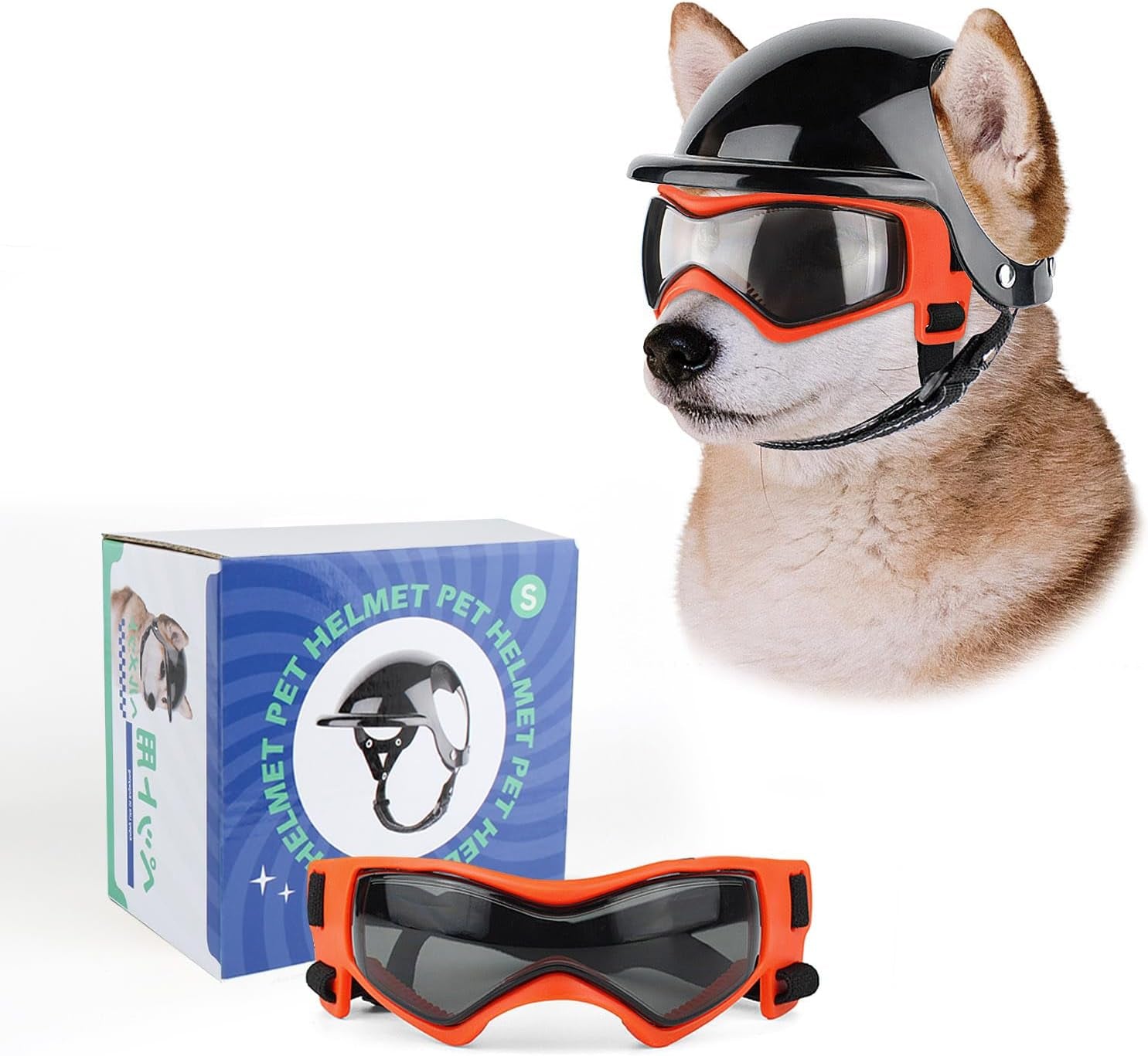 Dog Goggles for Small to Medium Breeds - UV Protection, Anti-Fog, Windproof, and Snowproof Sunglasses with Soft Frame in Black