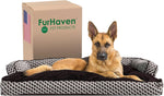 Jumbo/XL Pillow Dog Bed for Large Dogs with Removable Bolsters and Washable Cover - Plush Woven Couch Sofa in Diamond Brown