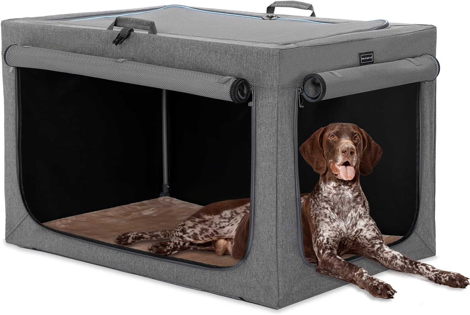 24-Inch Portable Soft Dog Crate - Lightweight, Sturdy, and Comfortable with Thick Mat for Home and Travel, Black