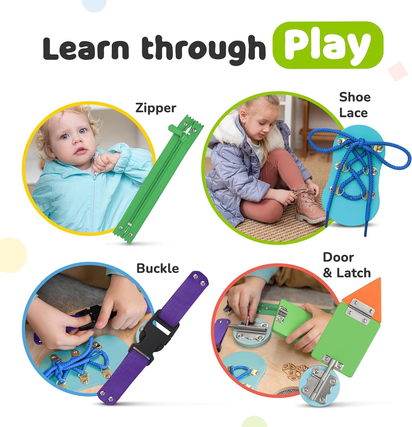 Montessori Busy Board for Toddlers - Sensory Activity Toy Featuring 10 Engaging Activities to Enhance Fine Motor Skills, Ideal for Travel, Suitable for Boys and Girls, Packaging May Vary