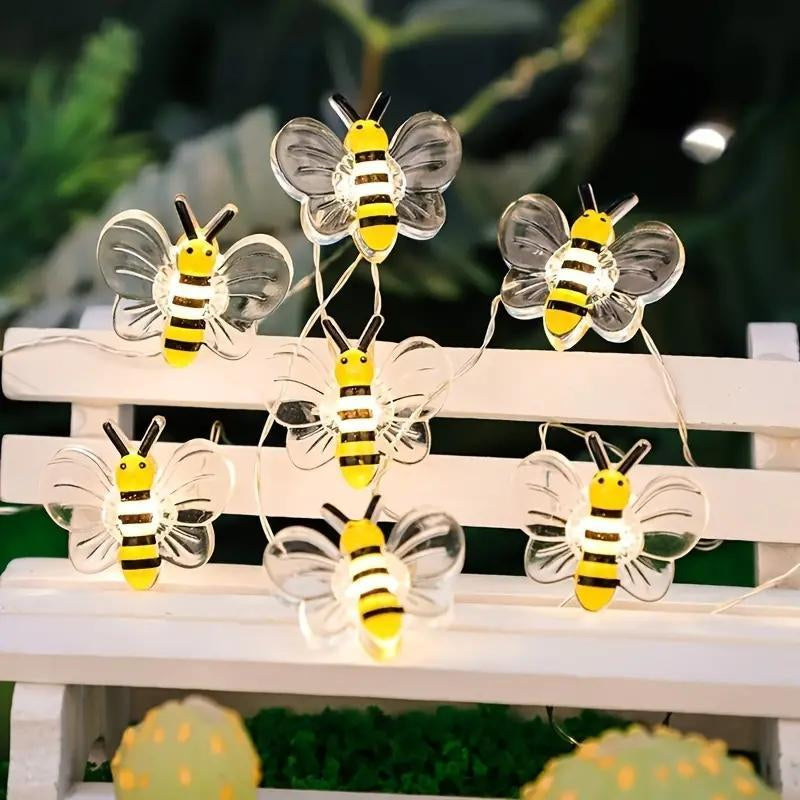 Bee Decorative String Lights without Battery, Cartoon Bee Pattern Light String, Outdoor Decorative Ambient Light