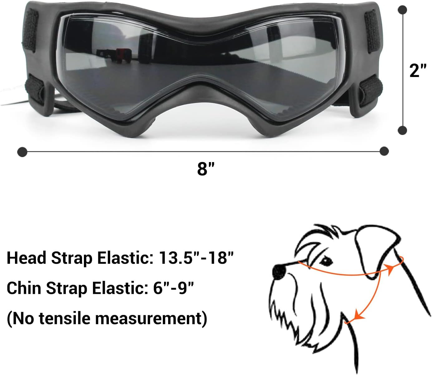 Dog Goggles for Small to Medium Breeds - UV Protection, Anti-Fog, Windproof, and Snowproof Sunglasses with Soft Frame in Black