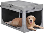 24-Inch Portable Soft Dog Crate - Lightweight, Sturdy, and Comfortable with Thick Mat for Home and Travel, Black