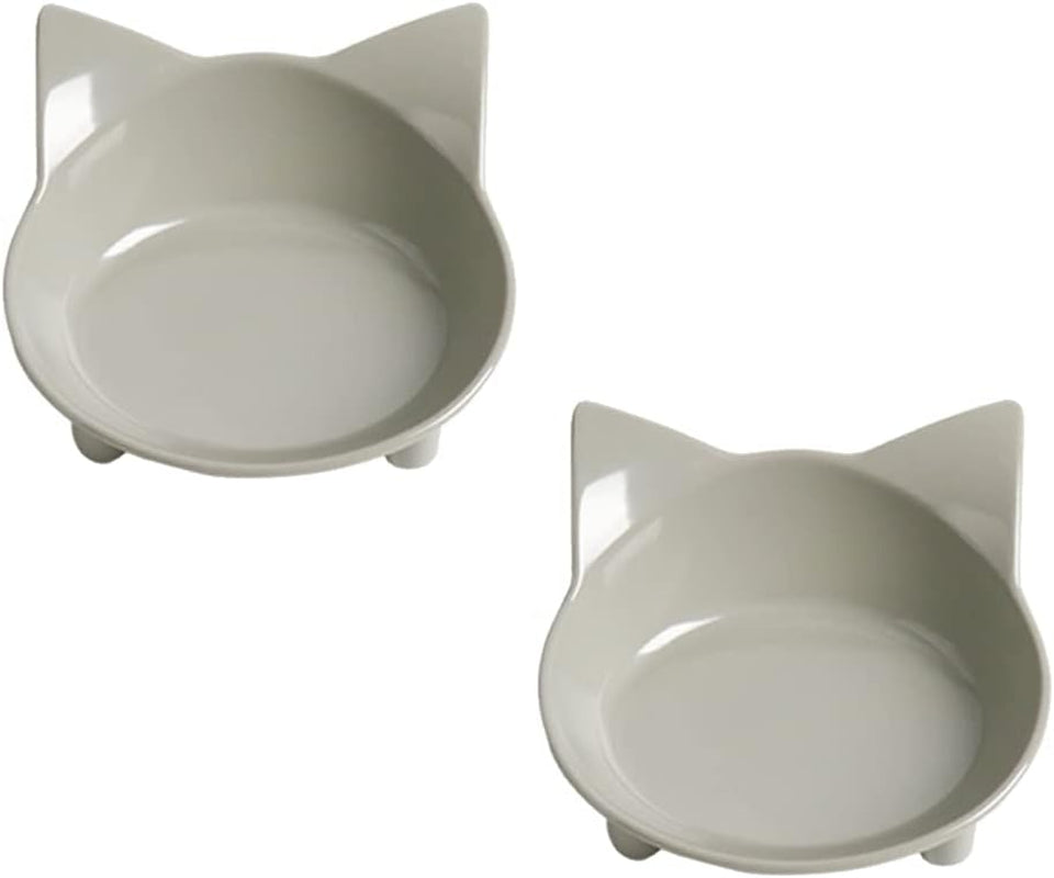 Non-Slip Cat Food and Water Bowls - Shallow Design to Alleviate Whisker Fatigue for Cats, Dogs, and Rabbits