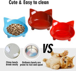 Non-Slip Cat Food and Water Bowls - Shallow Design to Alleviate Whisker Fatigue for Cats, Dogs, and Rabbits